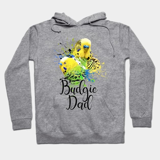 Color Splatter Budgie Parrot Dad White Hoodie by BirdNerd